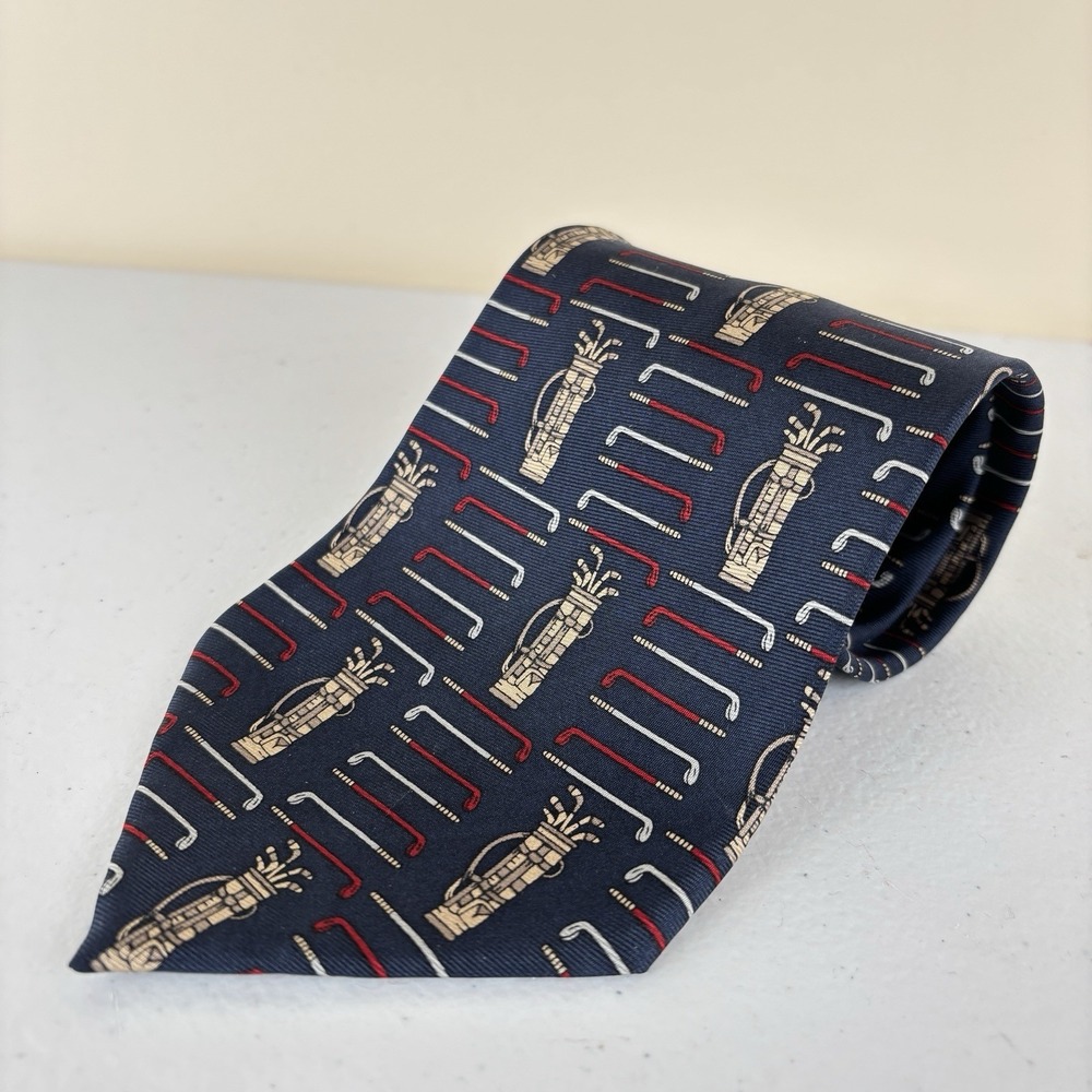 Vintage Allyn Saint George Tie Mens Necktie Golf Club Bag All Over Print